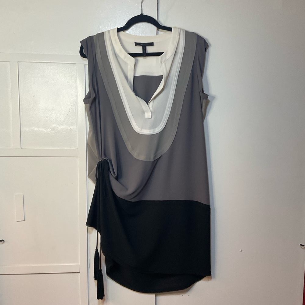 BCBGMaxazria Silk Colorblock Ruched Dress